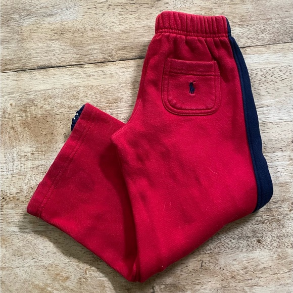 Vintage Polo‎ by Ralph Lauren Boy’s Sz 4 Red/Navy Open Hem Sweatpants - Picture 1 of 13